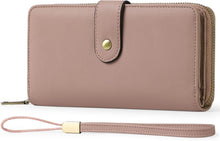 Geldbörse Damen RFID Groß - 14 Kartenfächer Leder - Rosa