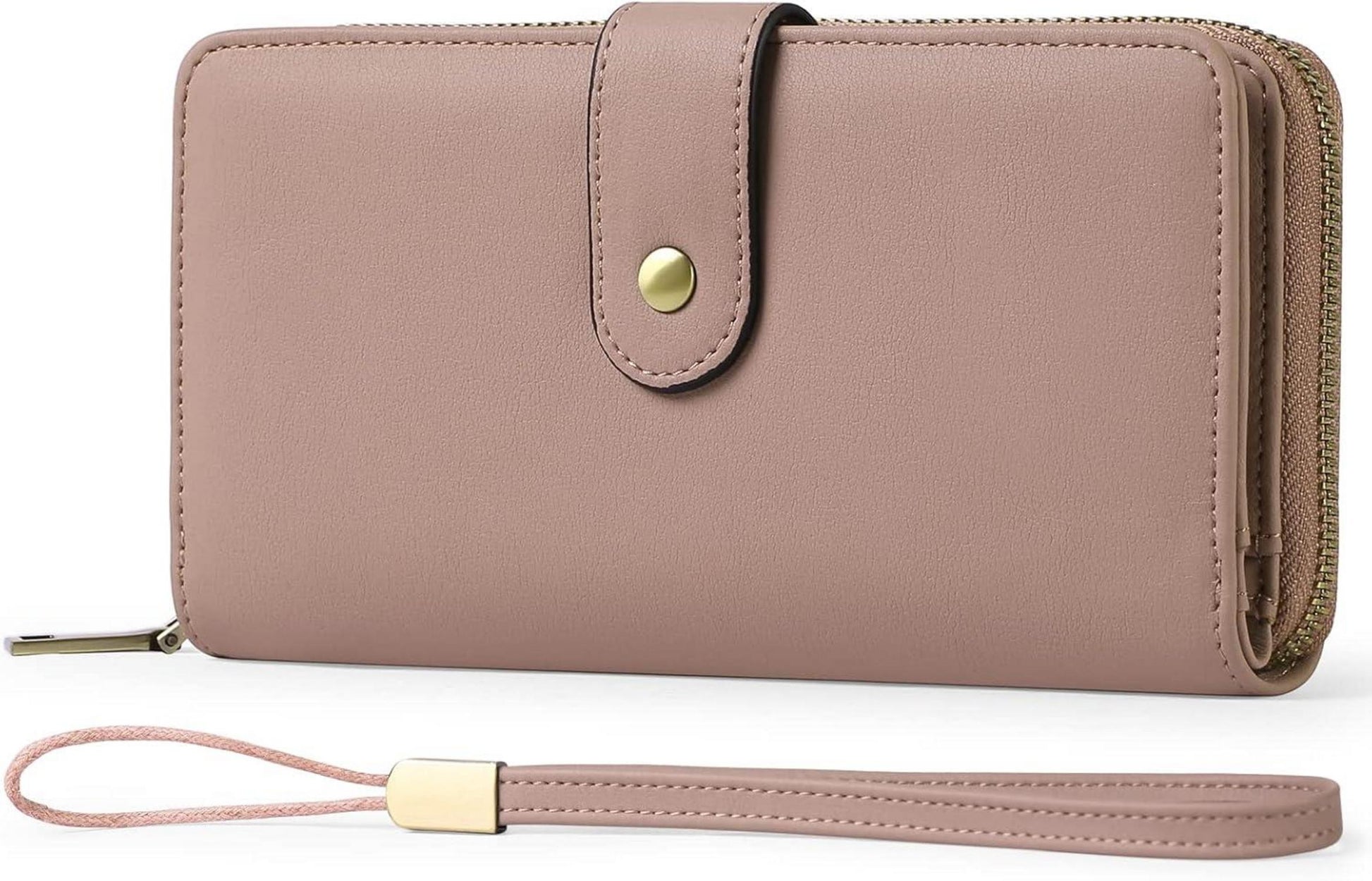 Geldbörse Damen RFID Groß - 14 Kartenfächer Leder - Rosa