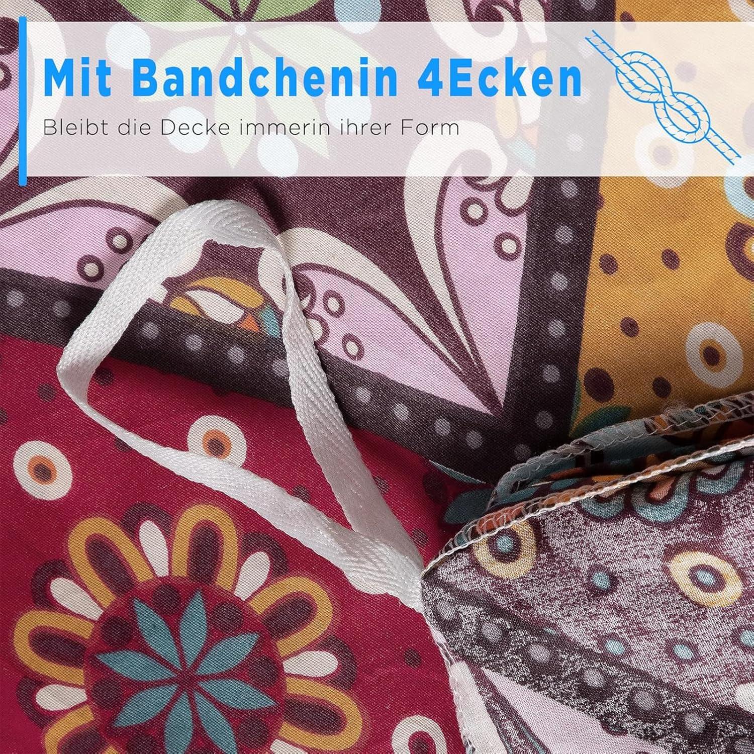 ATsense Bettwäsche Set 135x200 Baumwolle Bunt Renforcé ÖkoTex 4teilig
