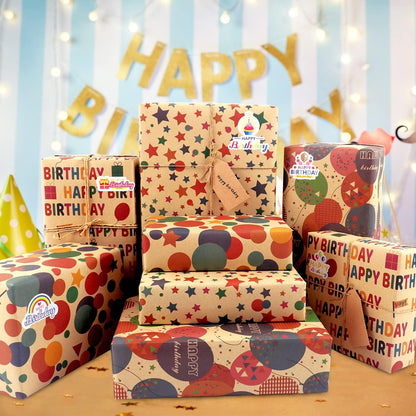 Geschenkpapier Geburtstag Kraftpapier Happy Birthday 6 Stück 70x50cm