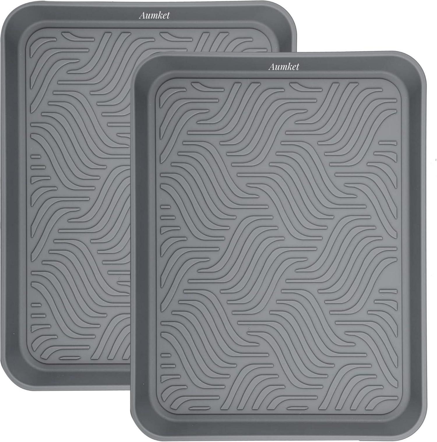 Schuhabtropfschale für Haustiere und Schuhe, 2er Set, Grau, 43 x 33 cm
