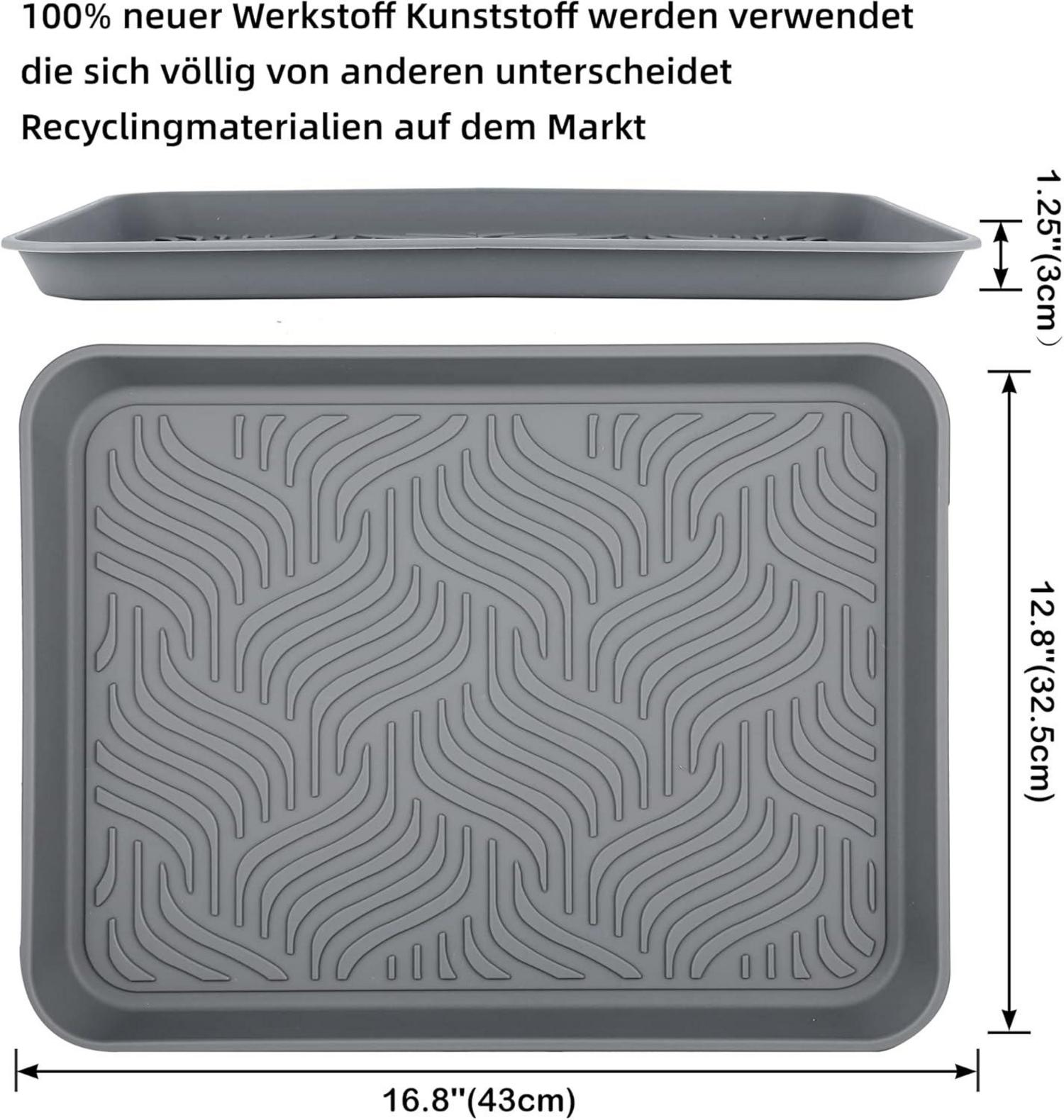 Schuhabtropfschale 2er Set 43x33x3cm Grau für Haustiere Hunde Eingangsbereich