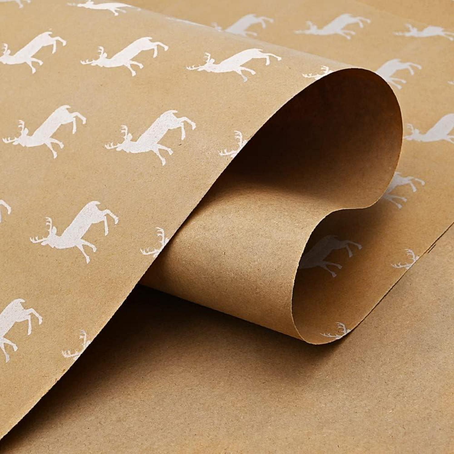 Weihnachts Geschenkpapier Elchmuster 43x15m recycelbares Kraftpapier