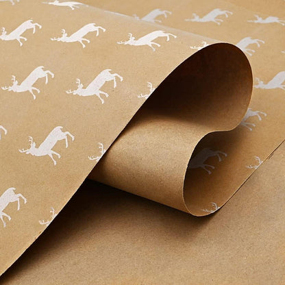 Weihnachts Geschenkpapier Elchmuster 43x15m recycelbares Kraftpapier