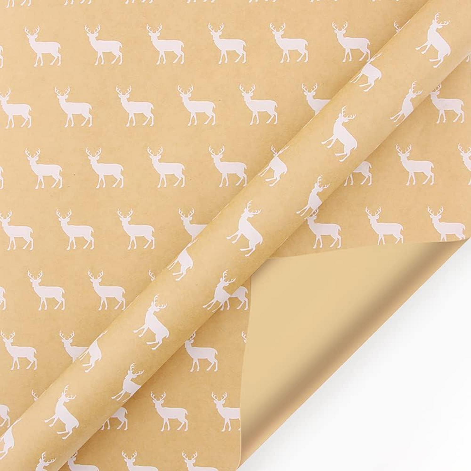 Rollenpaket Weihnachtsgeschenkpapier Elch 43cm x 15m Kraftpapier