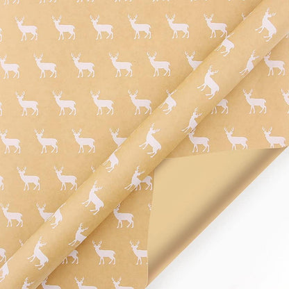 Rollenpaket Weihnachtsgeschenkpapier Elch 43cm x 15m Kraftpapier