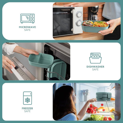 JSCORES Lunchbox 1900ML Bento Box mit Fächern Auslaufsicher