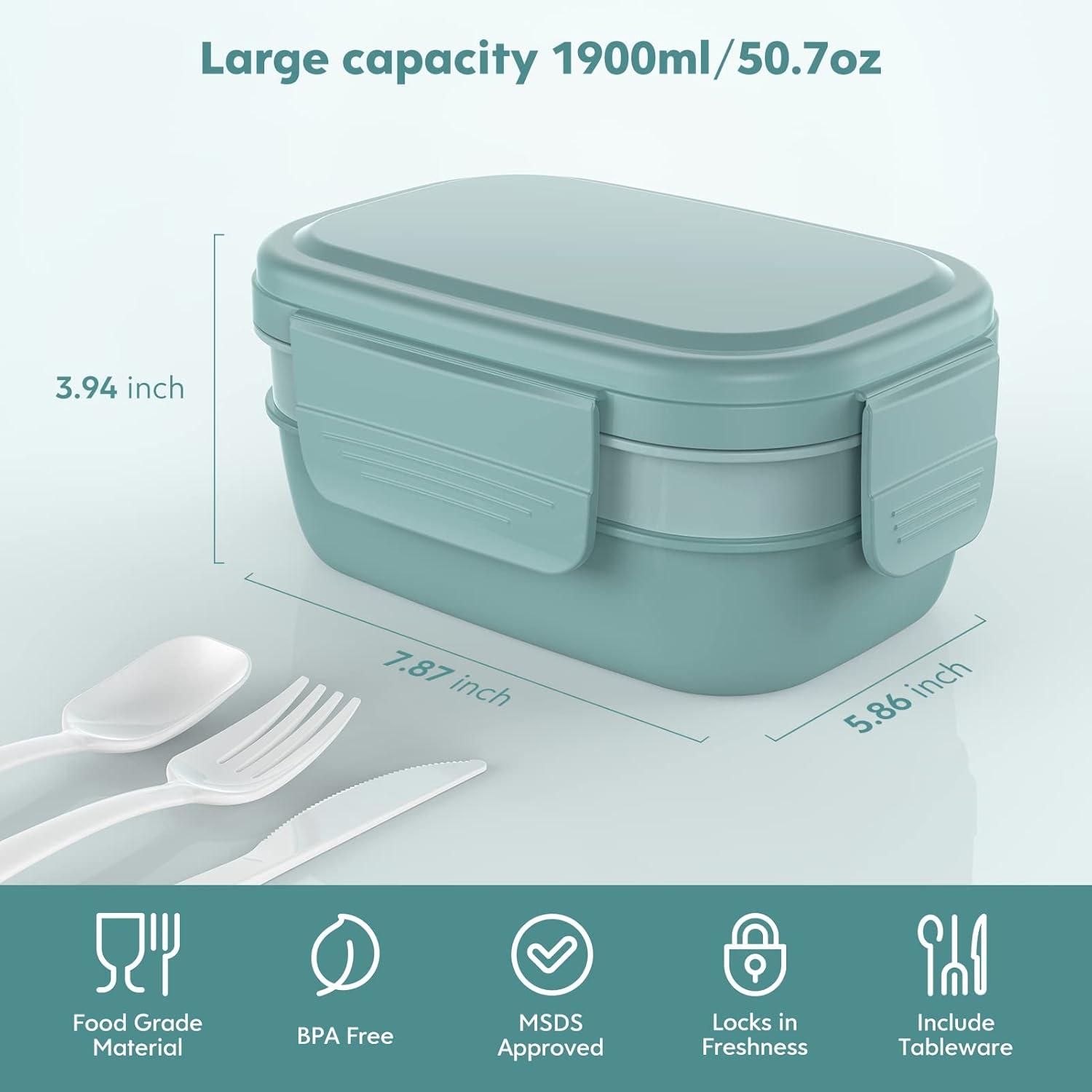 Lunchbox Bento Box 1900ML Erwachsene Kinder Auslaufsicher Blau