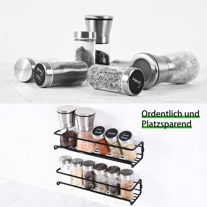 Wand Gewürzregal 2-teiliges Set Schwarz Metall Hängend Schranktür