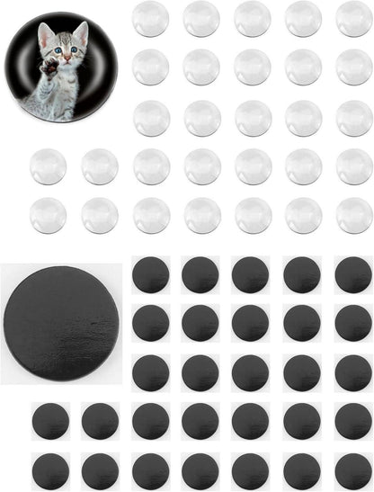 Glas Cabochon Magnete Selbstklebend Basteln 60 Stk 25mm