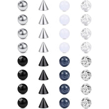 Piercing Ersatzkugeln 32 Stück 16G 3mm Edelstahl & Kunststoff Silber/Schwarz