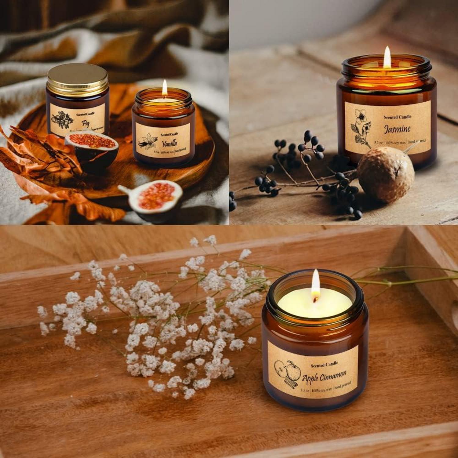 Duftkerzen Geschenkset 6er Pack Sojawachskerzen Aromatherapie im Glas Weihnachten Valentinstag Frau Brown-6 Stück