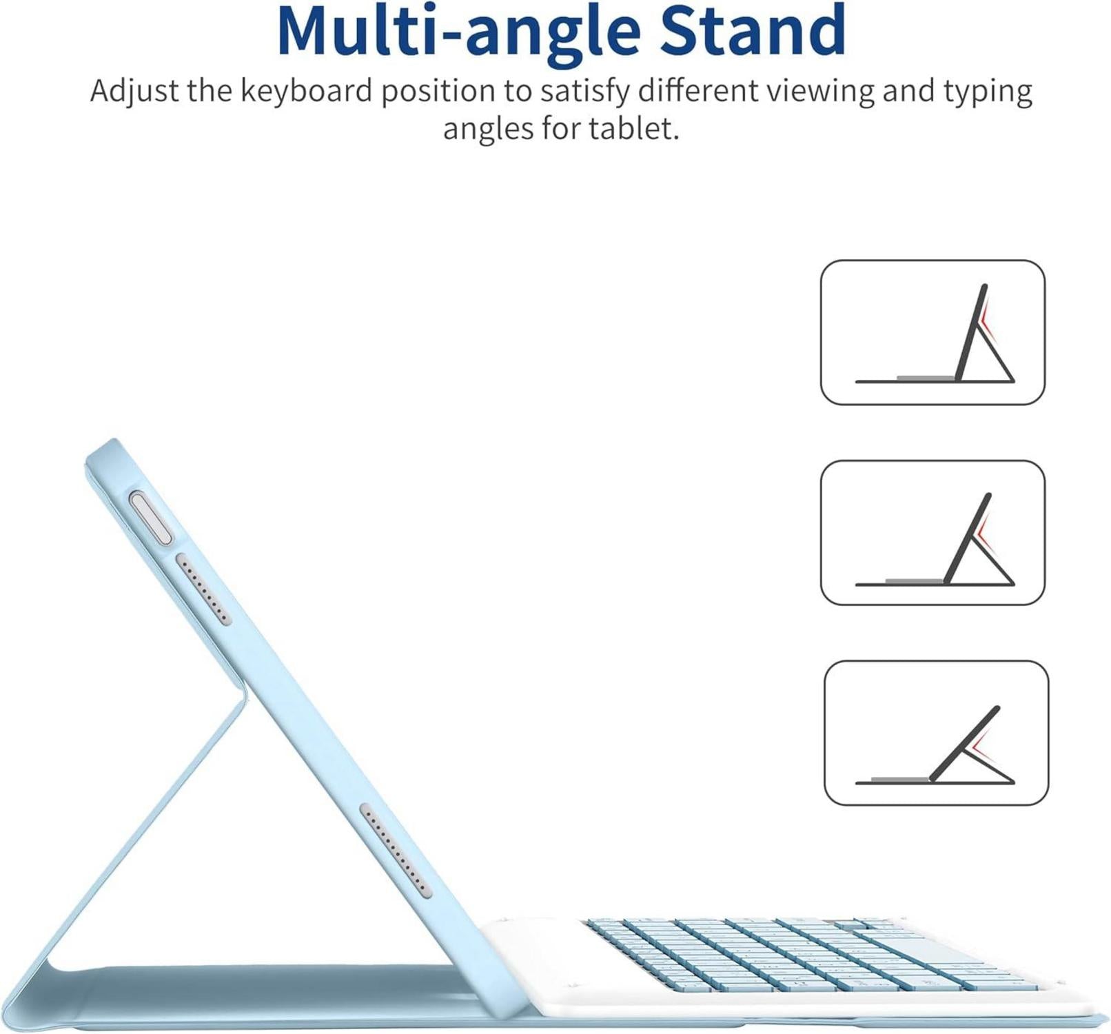 QWERTZ Tastatur Hülle für iPad 10 Gen 10.9 Zoll 2022 Blau