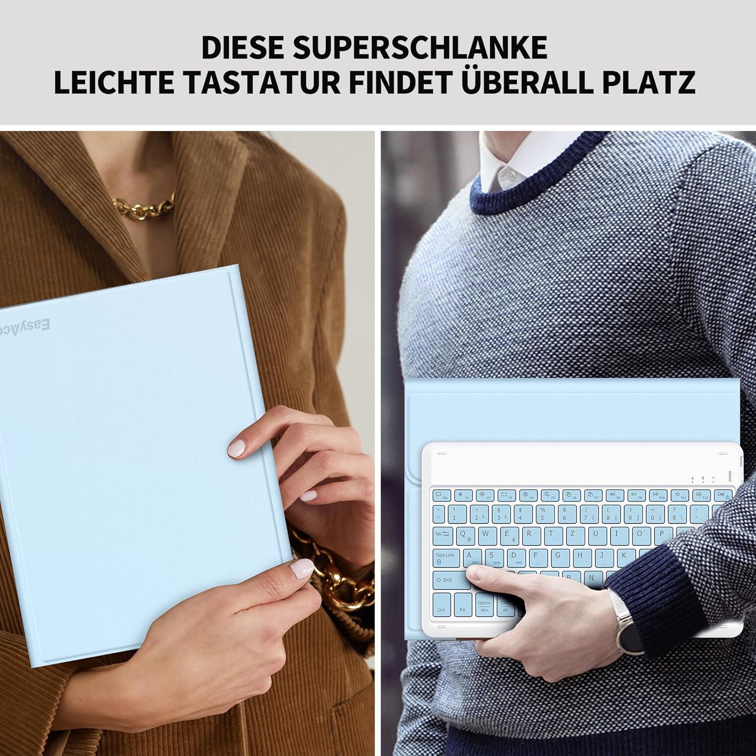 QWERTZ Tastatur Hülle für iPad 10 Gen 10.9 Zoll 2022 Blau