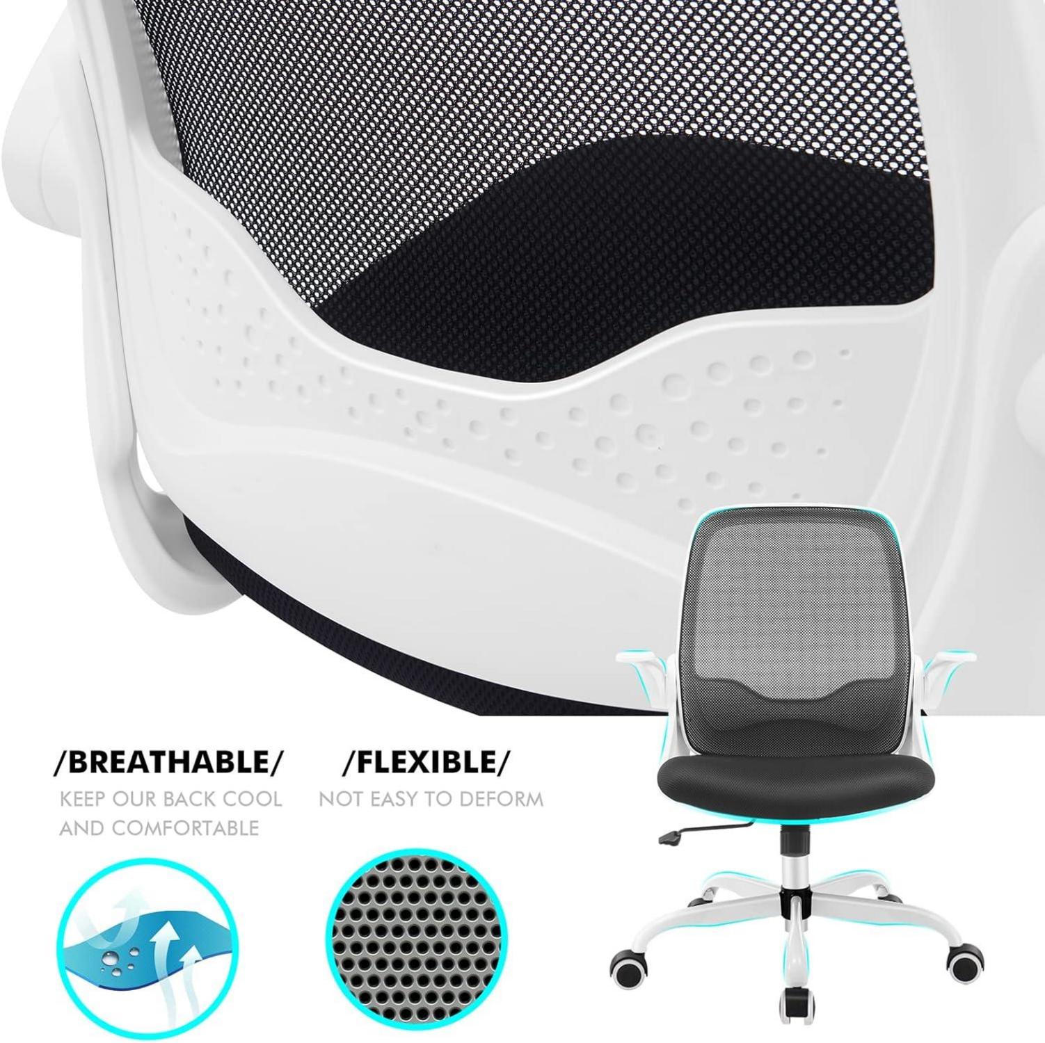 Ergonomischer Bürostuhl mit klappbaren Armlehnen, Mesh Rückenlehne, 360° Drehstuhl