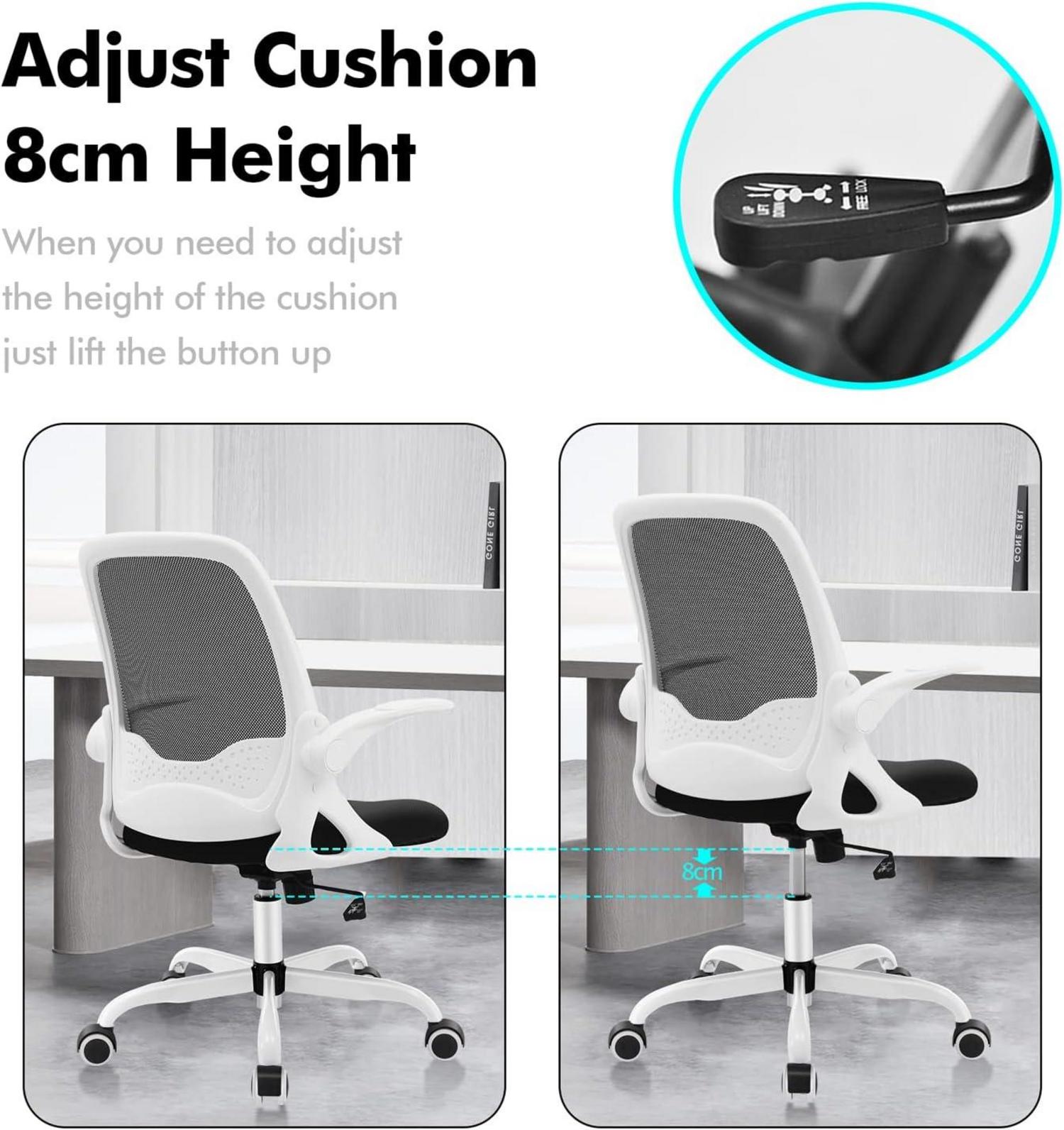 Bürostuhl Ergonomisch mit klappbaren Armlehnen Mesh Arbeitsstuhl 360° Drehstuhl