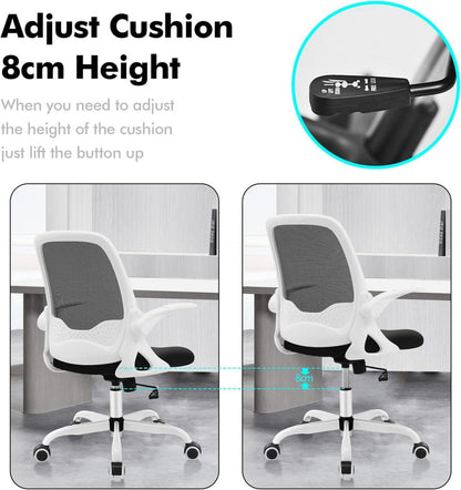 Bürostuhl Ergonomisch mit klappbaren Armlehnen Mesh Arbeitsstuhl 360° Drehstuhl