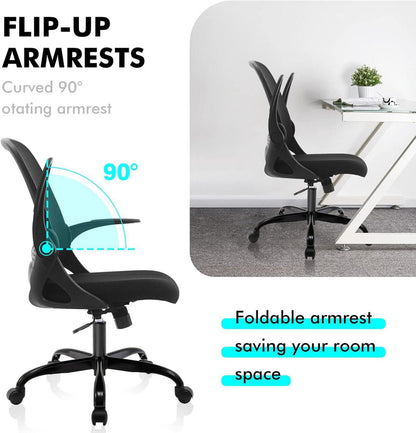 Ergonomischer Bürostuhl mit klappbaren Armlehnen, Mesh, 360° Drehstuhl