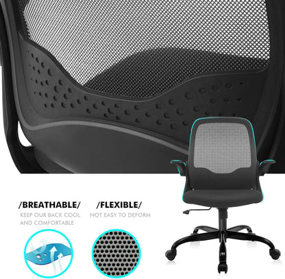 KERDOM Bürostuhl Ergonomischer Schreibtischstuhl Schwarz Mesh 360° Drehstuhl