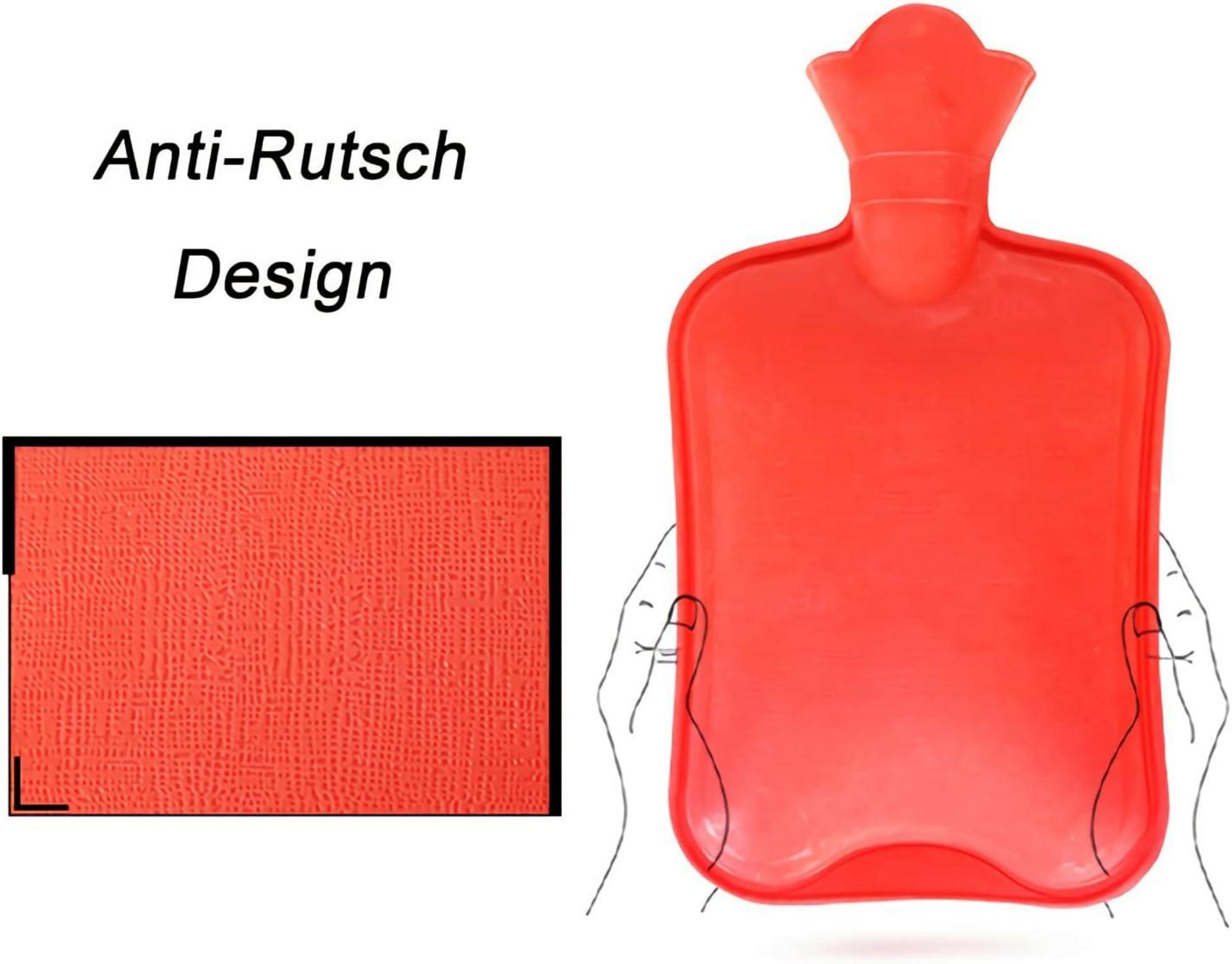 Wärmflasche ohne Bezug Naturkautschuk 2L Sichere Große Öffnung Rot