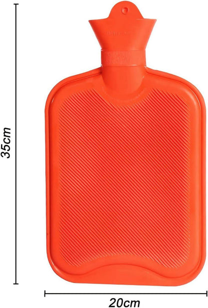 ROIMOE Wärmflasche 2L Bettflasche Naturkautschuk ohne Bezug - Rot