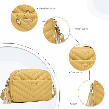 Umhängetasche Damen Crossbody Handtasche Klein Quaste Goldene Hardware