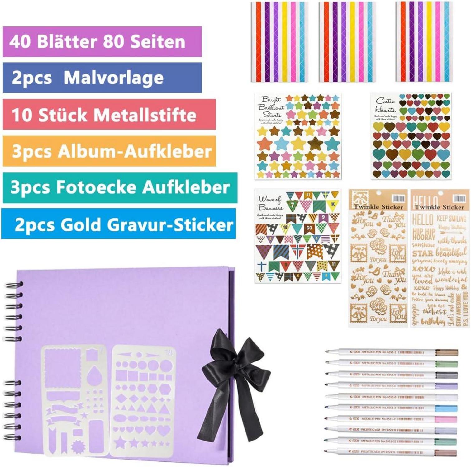 Lila Fotoalbum zum Selbstgestalten DIY Fotobuch 80 Seiten