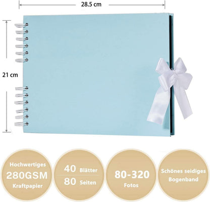 Fotoalbum zum Selbstgestalten DIY mit 80 Seiten azur-blau