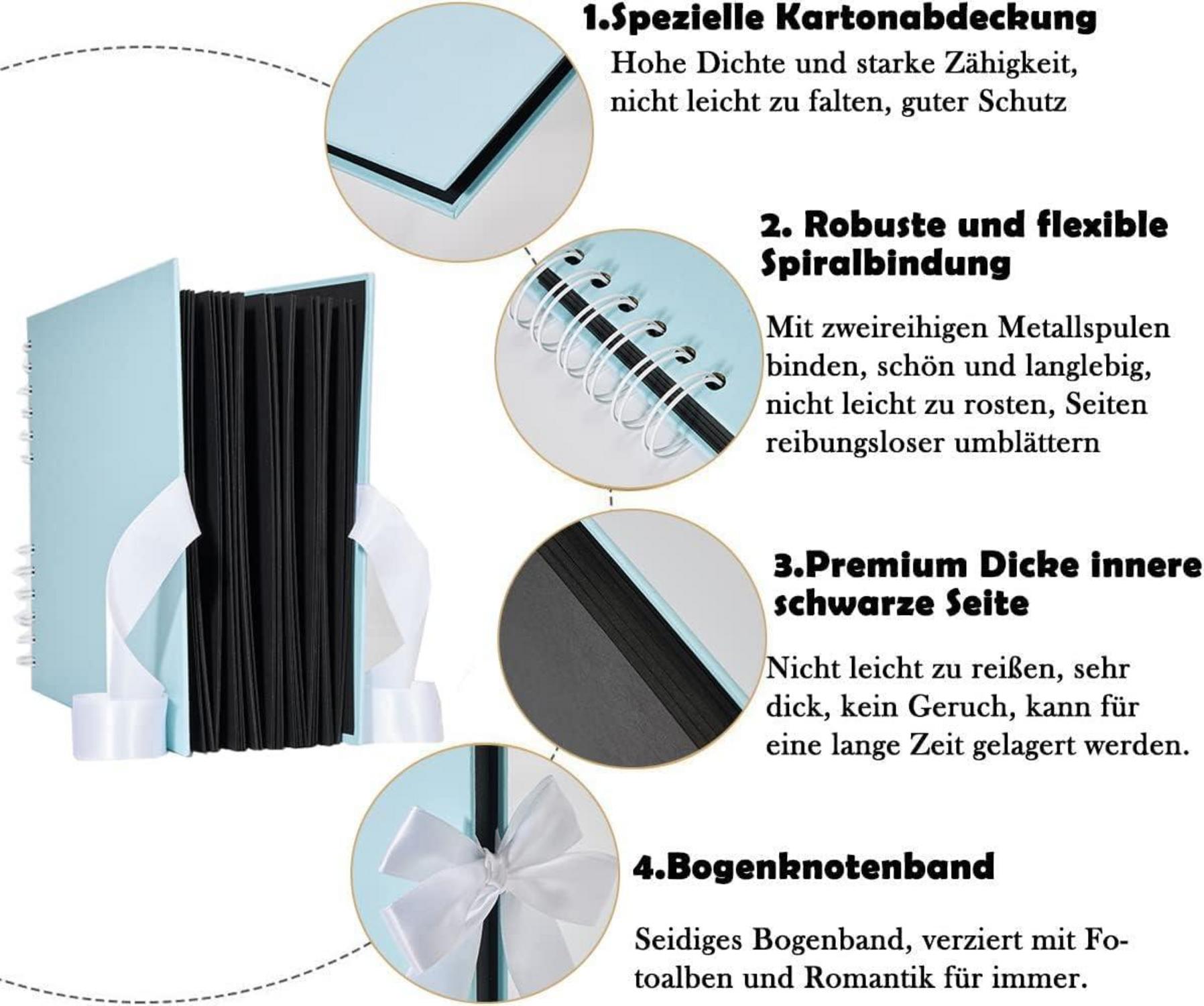 Fotoalbum zum Selbstgestalten azur-blau 80 Seiten DIY Hochzeit Geburtstag Valentinstag