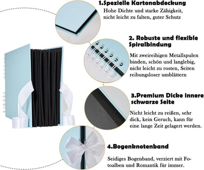 Fotoalbum zum Selbstgestalten azur-blau 80 Seiten DIY Hochzeit Geburtstag Valentinstag