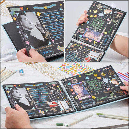 Fotoalbum zum Selbstgestalten DIY Fotobuch 80 Seiten azur-blau Hält 80-160 Fotos