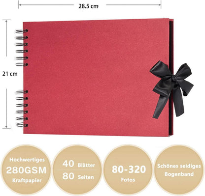 Fotoalbum zum Selbstgestalten, DIY Fotobuch 80 Seiten Bordeaux
