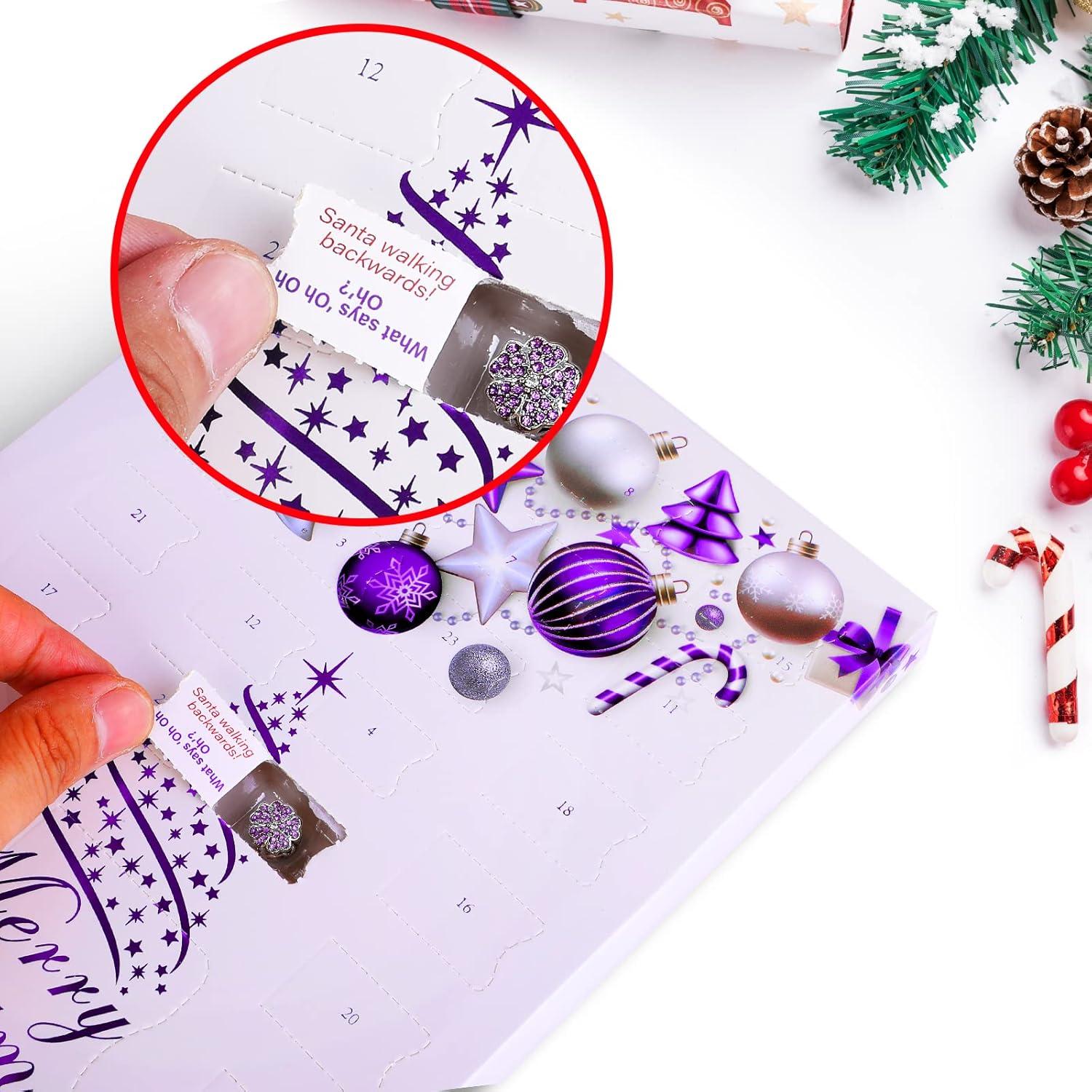 MJARTORIA Adventskalender Schmuck Mädchen 2024 Weihnachtskalender Teenager 24 Überraschungen Armband Anhänger Lila