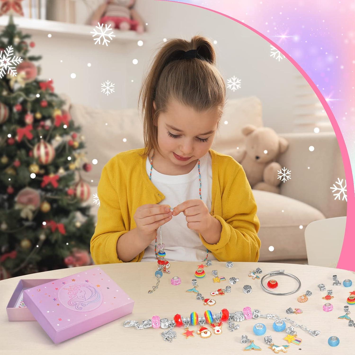 BIIB Geschenke für Mädchen - Schmuck Bastelset Mädchen 5-12 Jahre - Adventskalender Armbänder Selbermachen - Teenager DIY Mädchen 7-13 Jahre