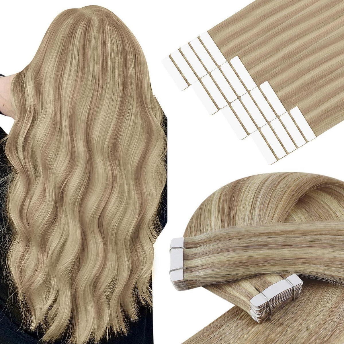 Echthaar Tape Extensions Blond 35cm 50g 16/22