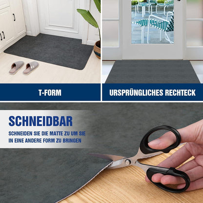 DFIONC Fußmatte innen 90x200cm waschbar Dunkelgrau