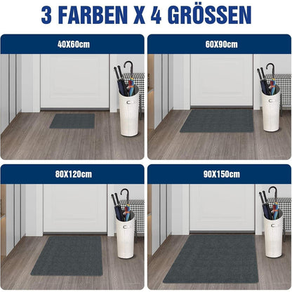 DFIONC Fußmatte innen 90x200cm waschbar Dunkelgrau
