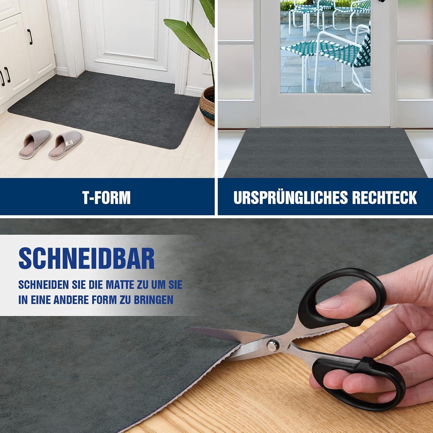 Fußmatte innen 90x200cm waschbar Schmutzfangmatte dunkelgrau