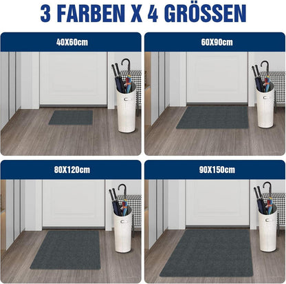 Fußmatte innen waschbar 90x200cm Schmutzfangmatte Dunkelgrau