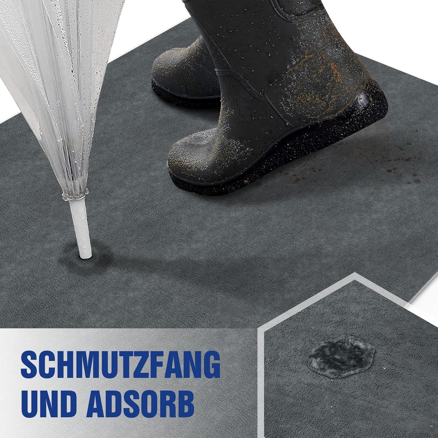 Fußmatte innen 90x200cm waschbar Schmutzfangmatte Dunkelgrau