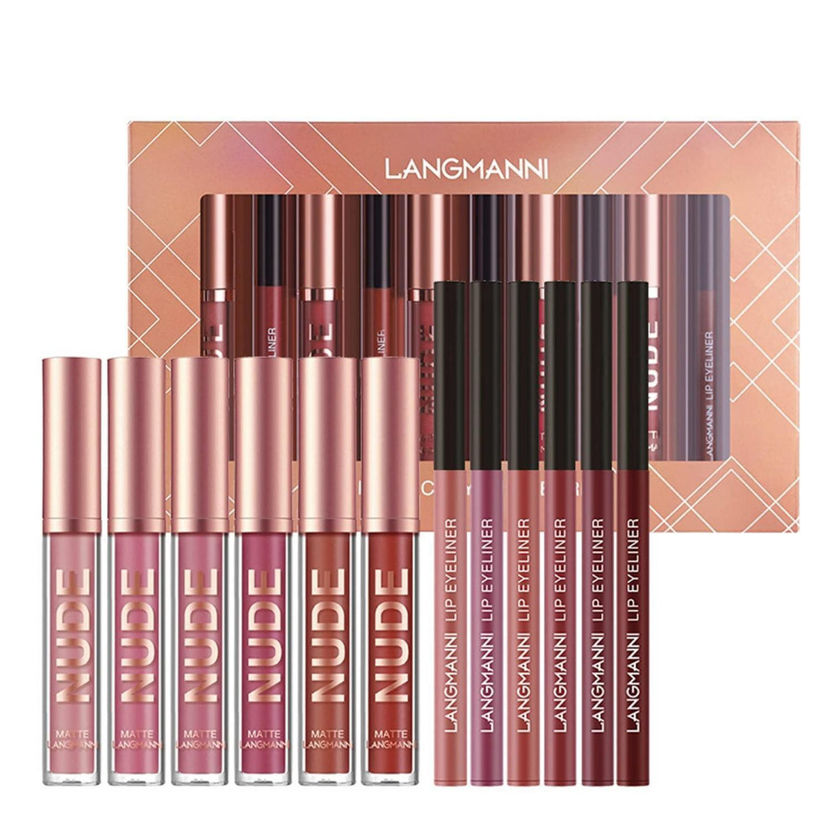 12er Set Matte Nudetöne Lippenstifte – Langlebig & Feuchtigkeitsspendend