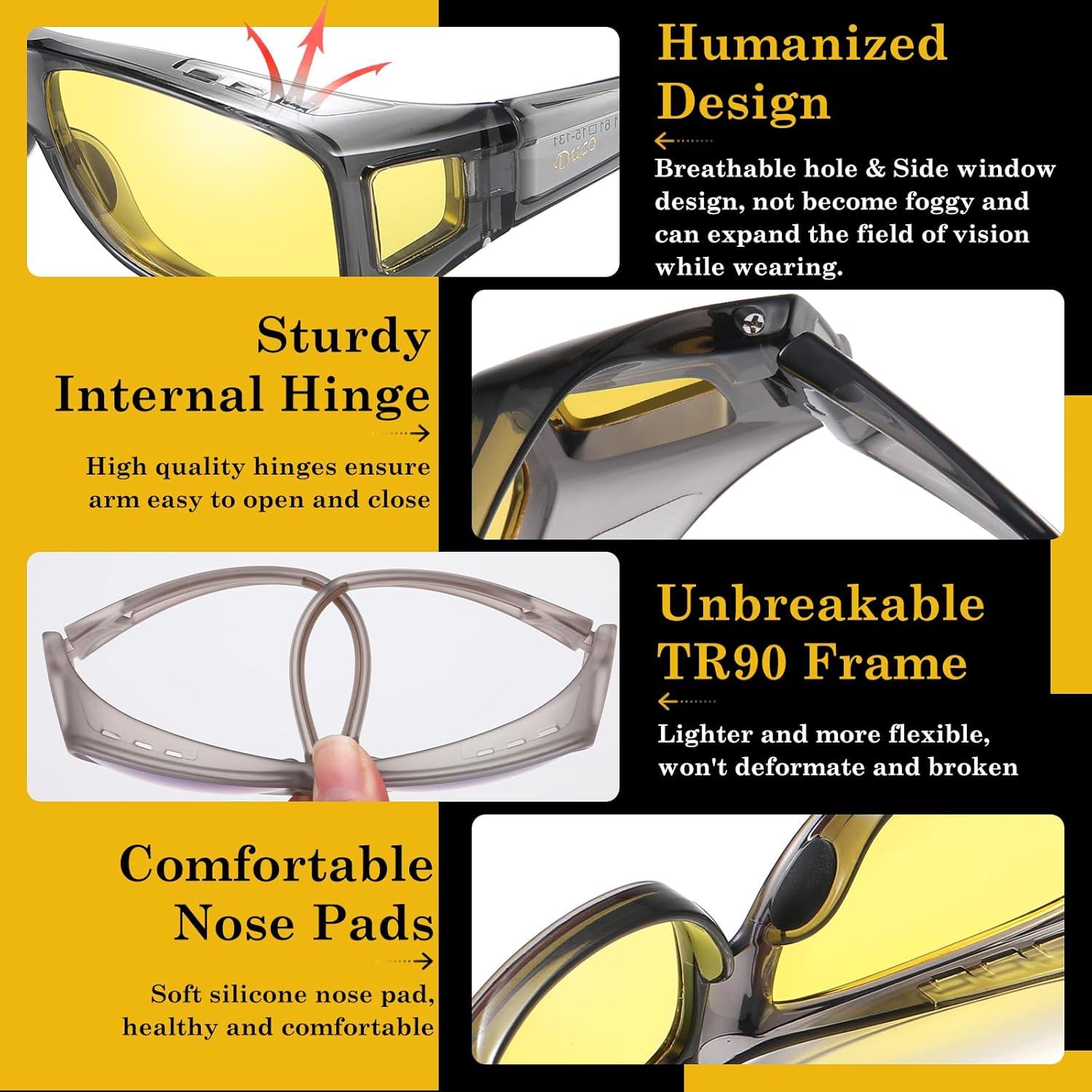 DUCO Polarisierte Nachtfahrtbrille für Brillenträger 8953Y