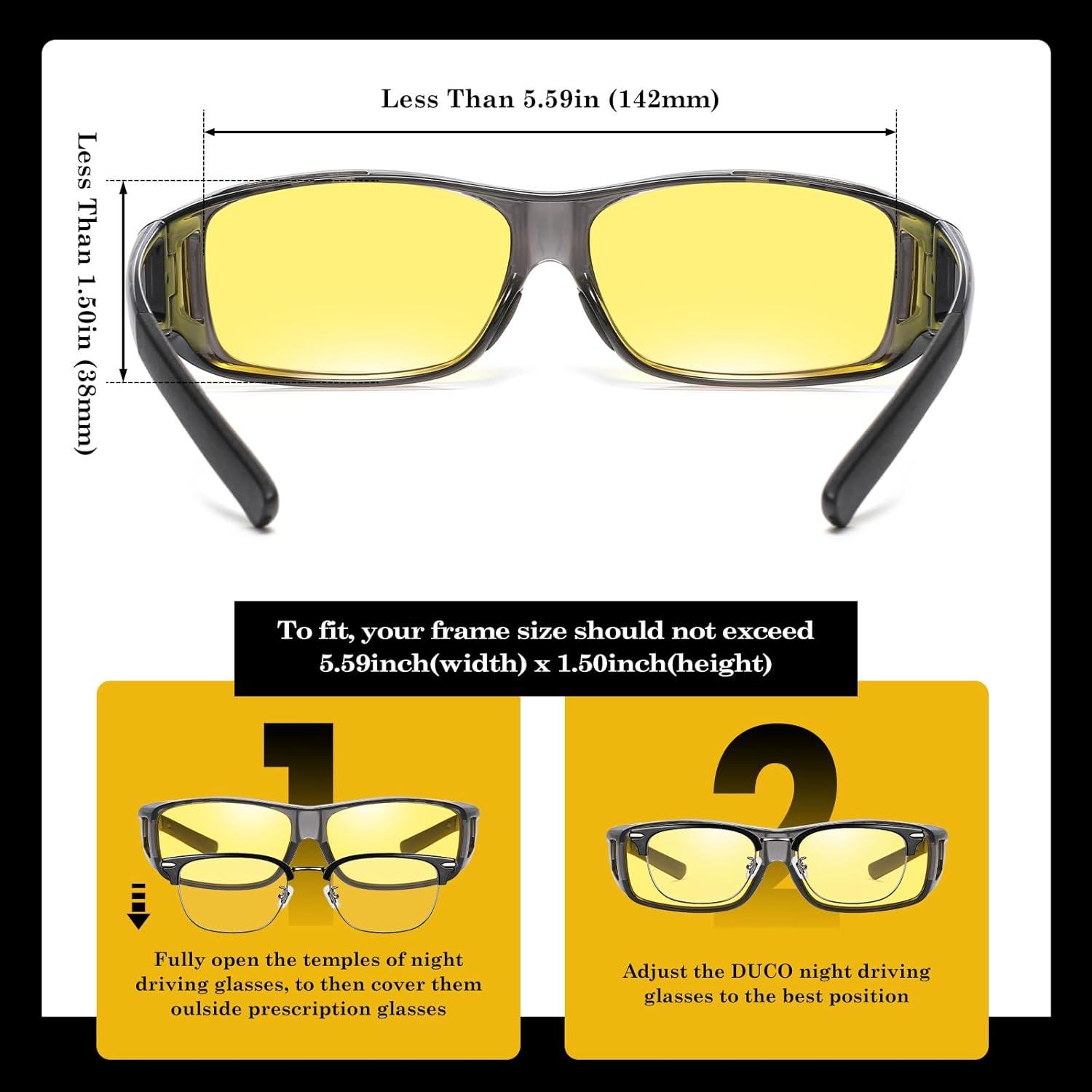 DUCO Polarisierte Überbrille für Nachtfahrt Korrektionsbrille