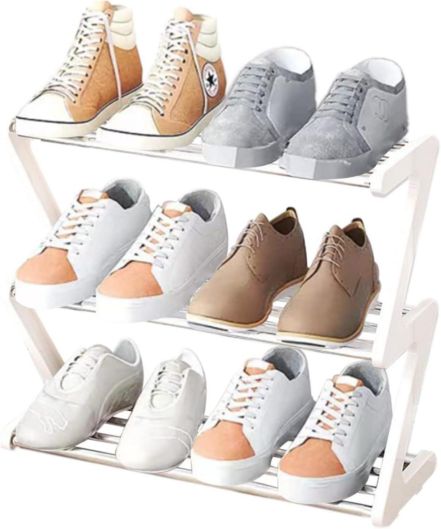 Kleines Schuhregal 3-stöckig Organizer Aufbewahrung Flur White