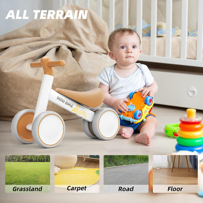 KORIMEFA Kinder Laufrad 1 Jahr Balance Fahrrad 10-24 Monate Weiß Braun