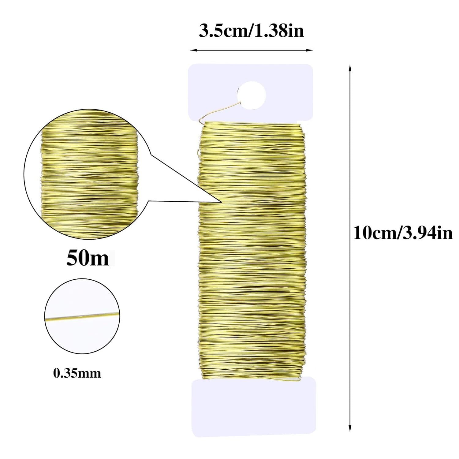 Basteldraht 0,35mm x 100m Dünn, 2 Rollen Blumendraht Gold
