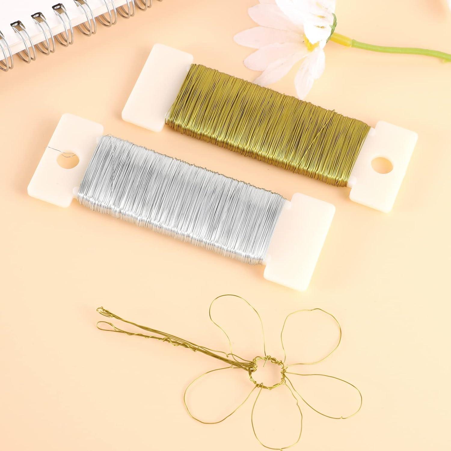 0,35mm x 100m Basteldraht Dünn 2 Rollen Gold Silber 50m Blumendraht Floristendraht Wickeldraht Karneval Deko Handwerk Pflanzen