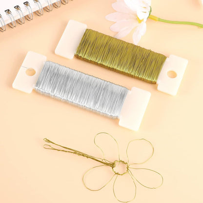 0,35mm x 100m Basteldraht Dünn 2 Rollen Gold Silber 50m Blumendraht Floristendraht Wickeldraht Karneval Deko Handwerk Pflanzen