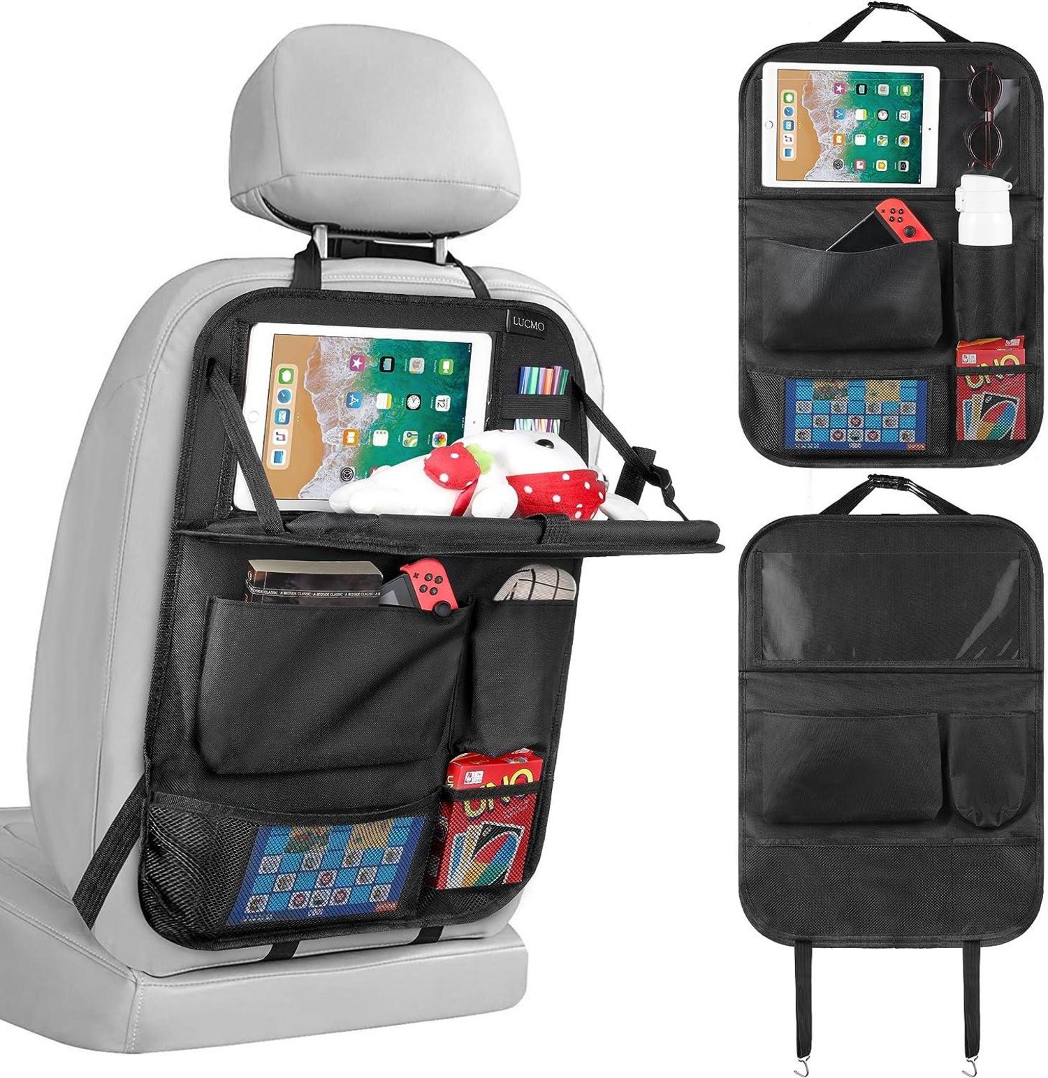 Auto Organizer Rückenlehnenschutz mit Tablet Aufbewahrung Schwarz