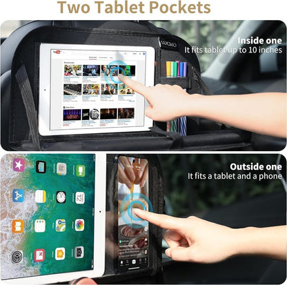 Auto Organizer Rückenlehnenschutz mit Tablet Aufbewahrung Schwarz
